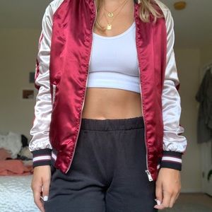 Red Satin bomber jacket